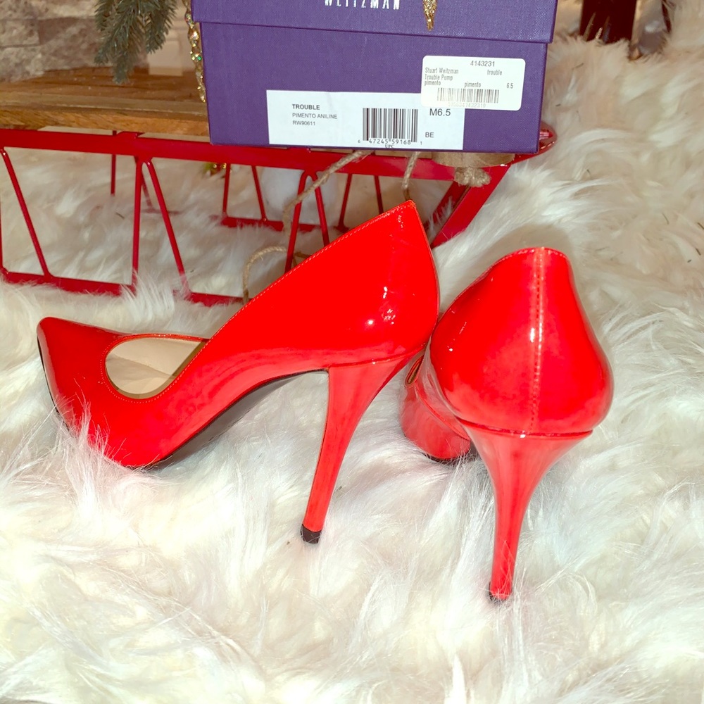 Red Patent Stuart Weitzman Trouble Heel Easter - image 1